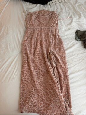 Blush Pink Leopard Print Slip Dress